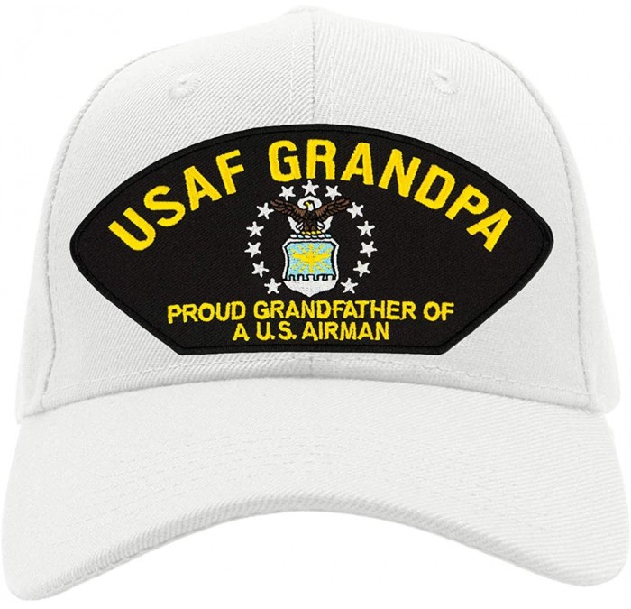 Baseball Caps Air Force Grandpa - Proud Grandfather of a US Airman Hat/Ballcap (Black) Adjustable One Size Fits Most - White ...