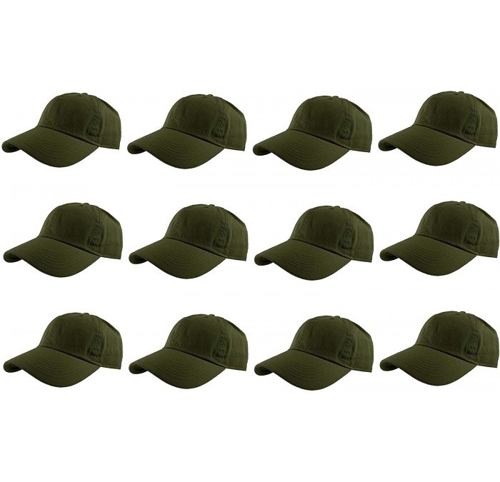 Baseball Caps Baseball Caps 100% Cotton Plain Blank Adjustable Size Wholesale LOT 12 Pack - Army Green - CH182OHSWNY $25.53