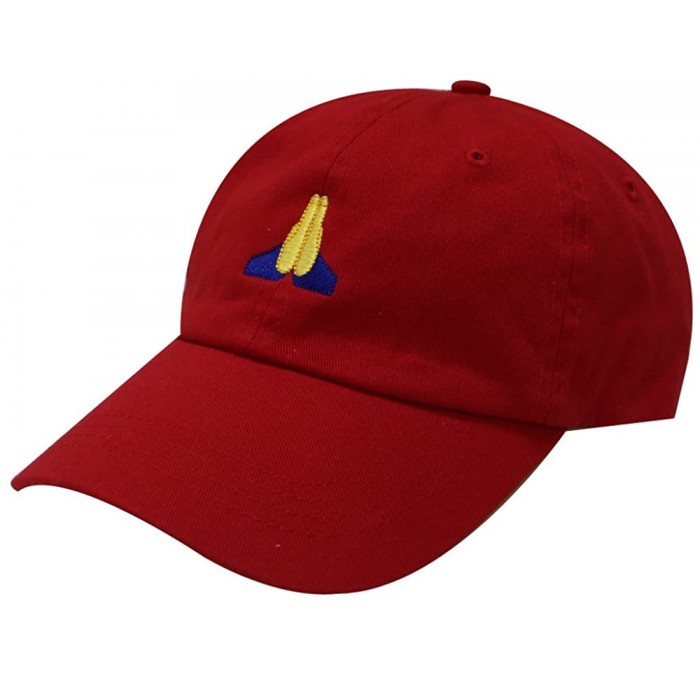 Baseball Caps Pray Emoji Cotton Baseball Cap Dad Hats - Red - C812JQZSOLD $23.20