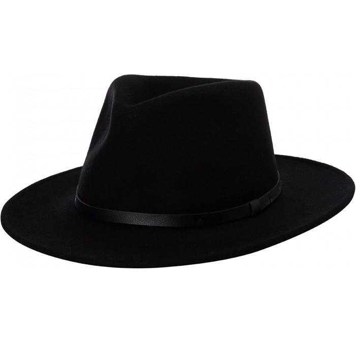 Cowboy Hats Outback Water Repellent Wool Felt Hat with Leather Band 3" Brim - Black - CC11DUTZL77 $47.58