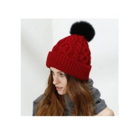 Skullies & Beanies Women's Hypoallergenic Winter Knitted Beanie Merino Wool Pompom Hat with Fleece Lining Thick Slouchy Hat S...