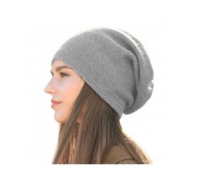 Skullies & Beanies 100% Cashmere Beanie Hat for Women Soft and Warm - Grey - CJ18LRANQ4H $28.73