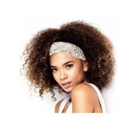 Headbands Stunning Stretch Wide Floral Lace Headbands in Many Beautiful Colors Handmade - White Gold Sparkle - C51264STC7P $1...