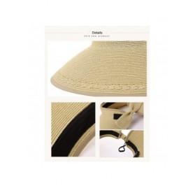Sun Hats Rollup Straw Sun Visor Foldable Wide Brim Travel Hat Freesize Ponytail Fashion - 00764_brown - CK18T749EXN $13.27