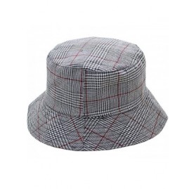 Bucket Hats Women Plaid-Fisherman-Bucket Hats Reversible Packable Japanese Style - White - CN18NOXYISN $9.18