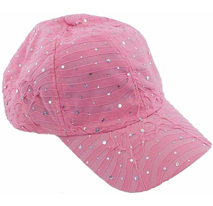 Baseball Caps Glitzy Game Sequin Trim Baseball Cap for Ladies - Pink - CG183AAS7X7 $17.15