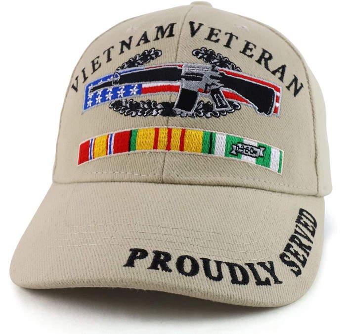 Baseball Caps Vietnam Combat Veteran Embroidered Military Cotton Baseball Cap - Khaki - CA194D66CLR $36.74