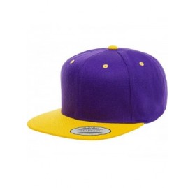 Baseball Caps Yupoong Premium Classic Snapback Hat - Flat Brim- Adjustable Ballcap w/Hat Liner - Purple/Gold - C618GYZ9HHW $1...
