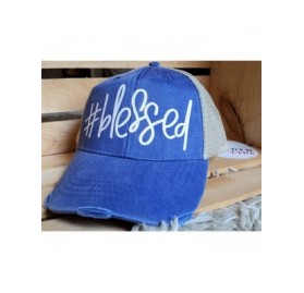 Baseball Caps Women's Blessed Bling Trucker Style Baseball Cap - Blue/White - C2186CKWUDZ $21.96
