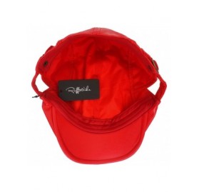 Newsboy Caps Classic Buckle PU Leather Newsboy Cap Driving Flat Cabby Ivy Beret Hat - Red - C3182Z3STQT $14.64