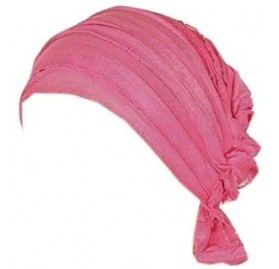 Skullies & Beanies Stay Beautiful Women Chiffon Ruffle Cancer Chemo Hat - Head Stretch Hair Loss Beanie Turban Cap - Pink - C...