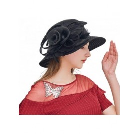 Sun Hats Womens Kentucky Derby Church Hat Wedding Tea Party Dress Sun Hat - Black 1 - CB18LT4WN9S $18.06