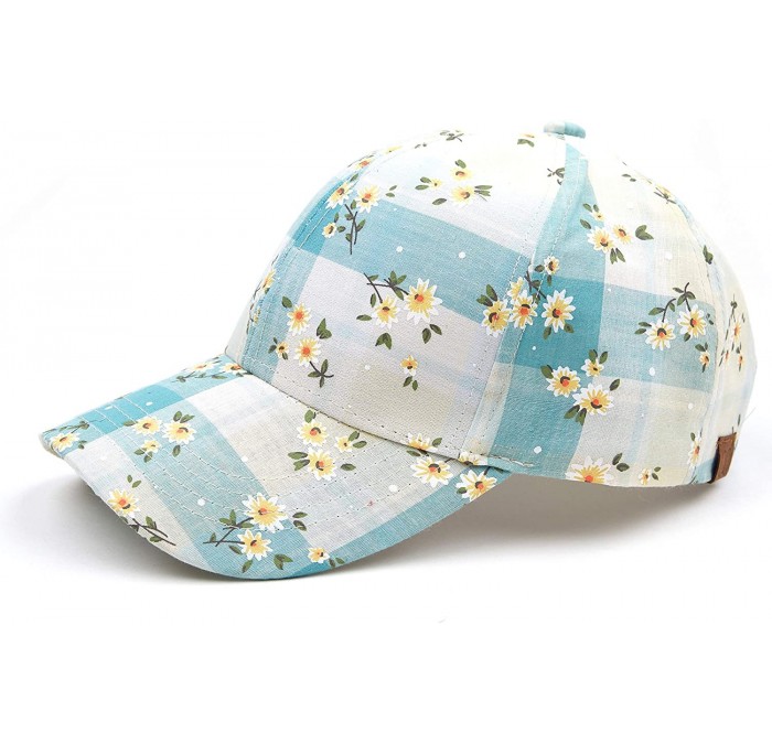 Baseball Caps Hatsandscarf Exclusives Oriental Flower Geometric Pattern Baseball Cap (BA-740-1) - Daisy-aqua - CJ18CHE8RDZ $1...