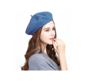 Berets Winter 100% Wool Warm French Art Basque Beret Tam Beanie Hat Cap - Lt Blue - CI18KKNCDY2 $10.17