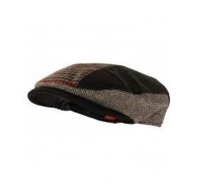 Newsboy Caps Tweed Patchwork Newsboy Driving Cap with Quilted Lining - Brown Patchwork Sm/Med - CO125J23FYX $15.82