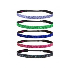 Headbands Girl's Adjustable NO Slip Bling Glitter Skinny Headband Gift Packs - Peacock/Hot Pink/Royal/Green/Purple 5pk - CI12...