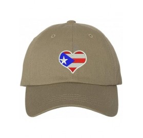 Baseball Caps Puerto Rico Flag Heart Unisex Baseball Hat - Khaki - CJ195HCI5U0 $16.48