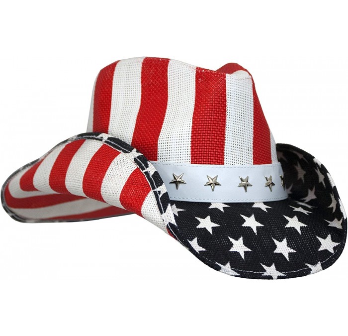 Cowboy Hats Unisex Cowboy Hat (Red White & Blue- One Size) - CZ11K93OC6N $96.11