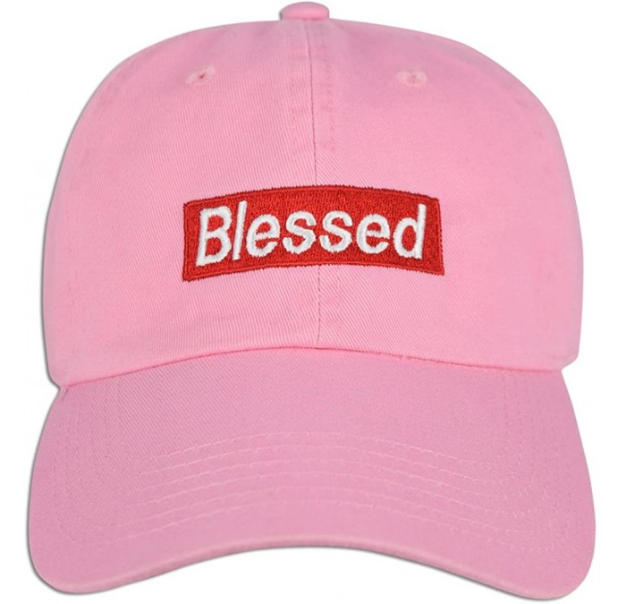 Baseball Caps Blessed Embroidered Dad Cap Hat Adjustable Polo Style Unconstructed - Lt. Pink - CF18CIMDGW6 $24.18