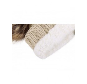 Skullies & Beanies Womens Beanie Winter Cable Knit Faux Fur Pompom Ears Beanie Hat - Beige - C218E3C50TH $13.92