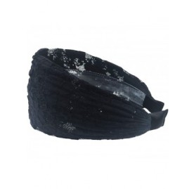 Headbands Gorgeous Wide Floral Lace Gathered Hard Headband - Black - CS12L5WRF97 $9.41