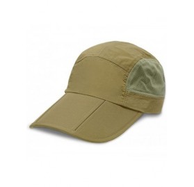 Sun Hats Outdoor Quick Dry Baseball Cap Foldable UPF 50+ with Long Bill Portable Sun Hats for Men and Women - Dark Khaki - CV...