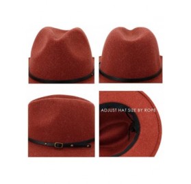 Fedoras Womens Classic Wool Fedora with Belt Buckle Wide Brim Panama Hat - B-beige - CW18YMM9A0G $12.10