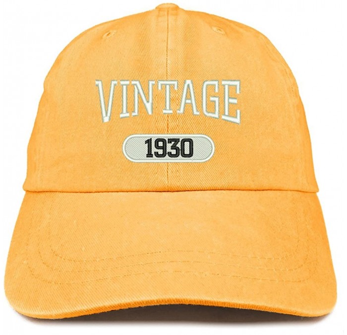 Baseball Caps Vintage 1930 Embroidered 90th Birthday Soft Crown Washed Cotton Cap - Mango - C4180WWZS9W $34.60