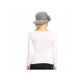 Bucket Hats Tessa Wool Cloche Flapper Gatsby Hat with Satin Ribbon Adjustable - Gray - CM186UGKEW0 $17.28