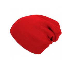 Skullies & Beanies Solid Color Long Beanie - Red - CM112V0EMB7 $10.87