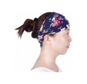 Headbands Boho Headbands for Women Retro Printed Floral Hair Bands Seamless Elastic Band Headband Fashion Head wrap - CK18UXG...