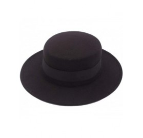 Fedoras Classic Black Fashion Fedora Flat Hat Elegant Jazz Hats Brim Church Derby Cap - CS18C7NWUGW $10.85