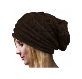 Skullies & Beanies Women's Winter Beanie Knit Crochet Ski Hat Oversized Cap Hat Warm Coffee - C112B7QCSO3 $10.64