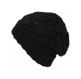 Skullies & Beanies Trendy Warm Soft Stretch Cable Knit Beanie - Black - C218MD2K0EN $8.71