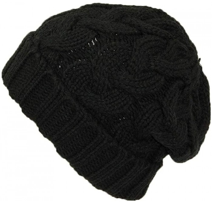 Skullies & Beanies Trendy Warm Soft Stretch Cable Knit Beanie - Black - C218MD2K0EN $22.36