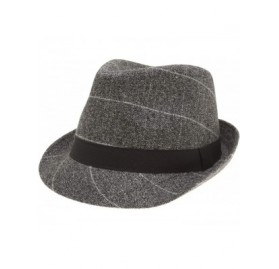 Fedoras Men's Classic Fashion Short Brim Trilby Structured Gangster Fedora Hat with Band - Marled Plaid- Black - C418WIC3R9Y ...