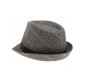 Fedoras Men's Classic Fashion Short Brim Trilby Structured Gangster Fedora Hat with Band - Marled Plaid- Black - C418WIC3R9Y ...