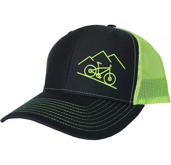 Baseball Caps Outdoor Trucker Hat Snapback - Mountain Bike Design - Granite/Neon Yellow - CN18UYMLAD0 $44.73