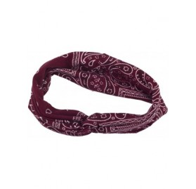 Headbands Soft Bandana Print Knot Front Headband - Burgundy - C117YHOYQQW $11.06