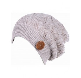 Skullies & Beanies Winter Womens Fashion Bun Ponytail Fleece Lined Slouchy Knit Beanie Hat - Heather Beige - C91860XZWS3 $26.94