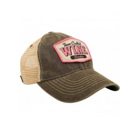 Baseball Caps Wine Drinker Mesh Trucker Hat - Vintage Black Hat (Black w/Pink) - CQ11MU5HWIX $57.16