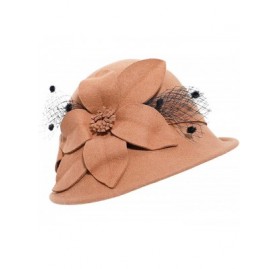 Bucket Hats Womens 1920s Vintage Wool Felt Cloche Bucket Bowler Hat Party Fashion Winter - Style2_camel - C518A9M6WSL $26.69