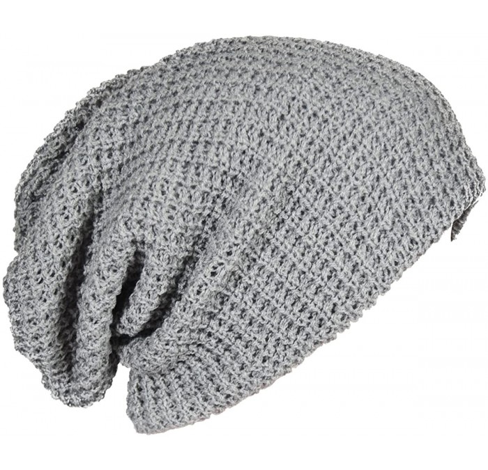 Skullies & Beanies Mens Slouchy Long Oversized Beanie Knit Cap for Summer Winter B08 - Light Grey - CD12H0WK1JR $16.02