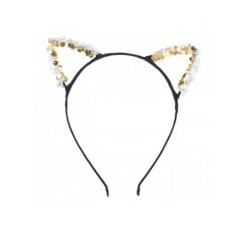 Headbands Rainbow gold tone Silvertone Sequins Kitty Cat Ears Set (3pc) Headbands - C518LIYUI5I $12.84
