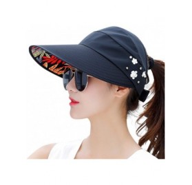 Sun Hats Sun Hats for Women Wide Brim Sun Hat UV Protection Caps Floppy Beach Packable Visor - Black - CB18CGUZX6E $10.94