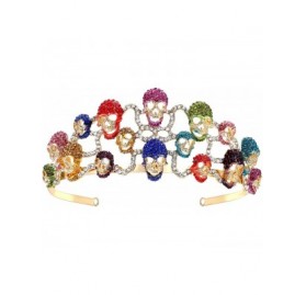 Headbands Halloween Skull Hair Band Tiara Austrian Crystal - Multicolor Gold-Tone - CN11FBMFZSB $22.71