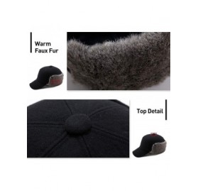 Newsboy Caps Mens Womens Winter Wool Baseball Cap with Ear Flaps Faux Fur Earflap Trapper Hunting Hat for Cold Weather - CK18...