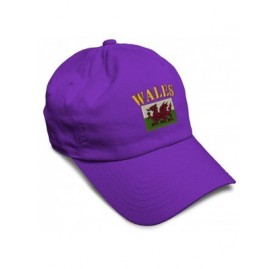 Baseball Caps Soft Baseball Cap Wales Flag Embroidery Dad Hats for Men & Women Buckle Closure - Purple - CK18YSWLGQ5 $17.44