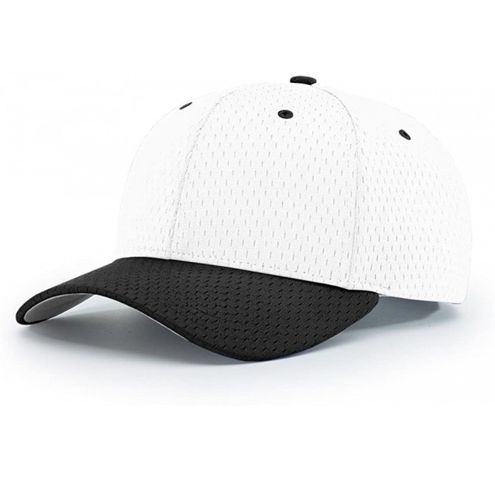 Baseball Caps 414 Pro Mesh Adjustable Blank Baseball Cap Fit Hat - White/Black - C91873Z2I04 $10.15