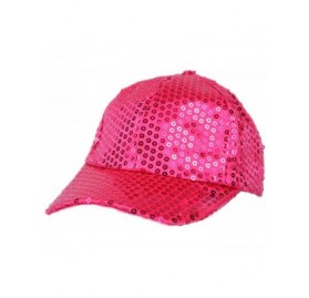 Baseball Caps Women Men Shining Sequin Baseball Hat Sequined Glitter Dance Party Cap Clubwear - Rose Red - CU182G4NDLA $7.79